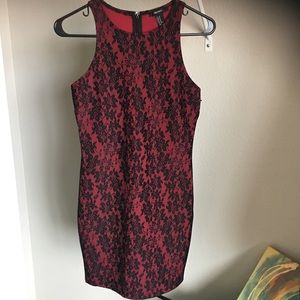 Forever 21 Black and Red Lacy Bodycon Dress
